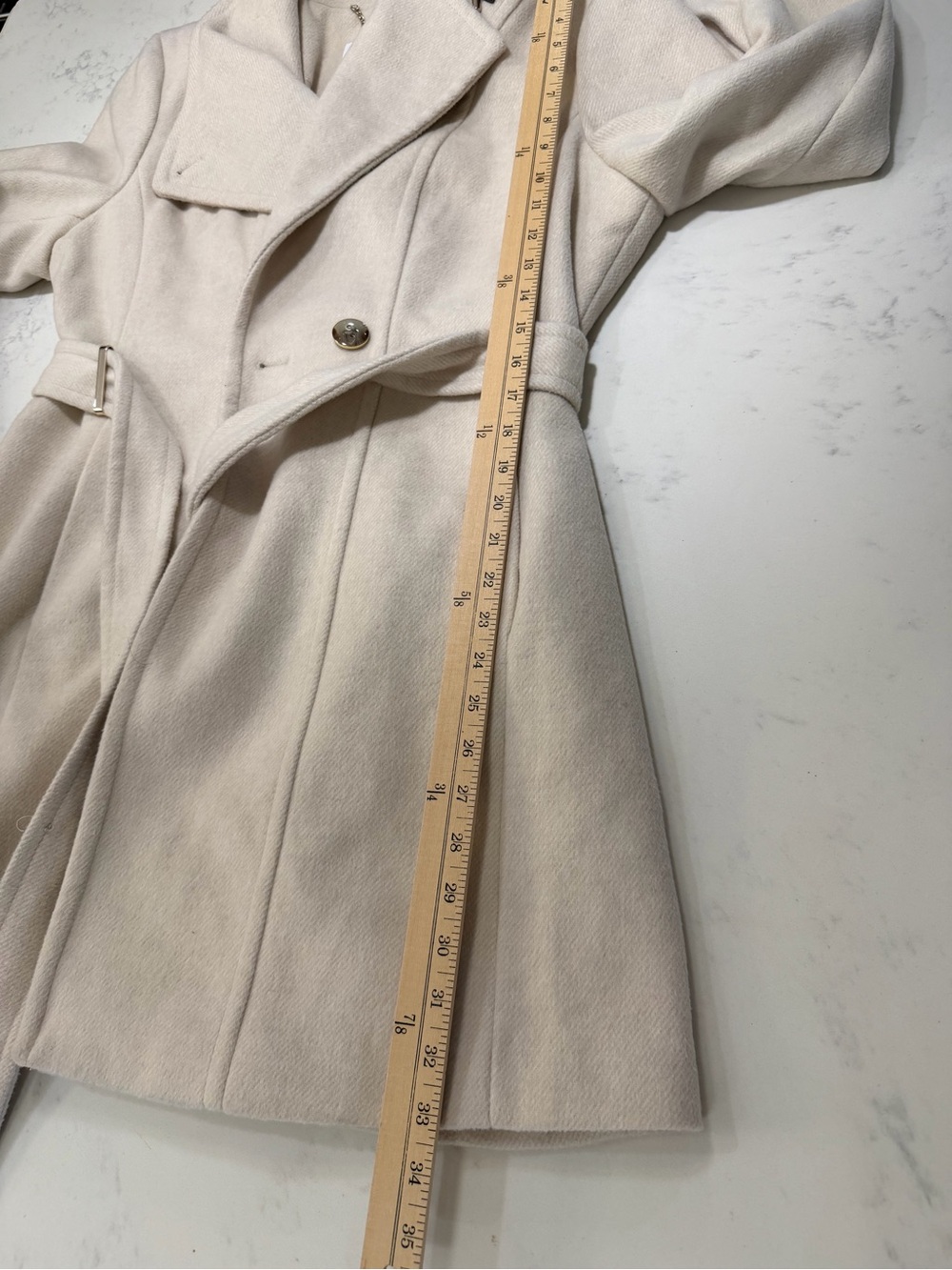Calvin Klein Cream Belted Trench Coat - Picture 12 of 15